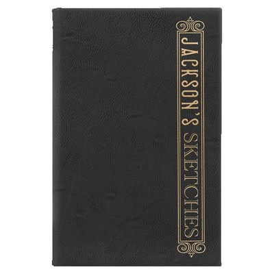 Black Faux Leather Sketch Book, 5 1/4" x 8 1/4"