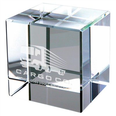 Crystal Cube Award, 3"H